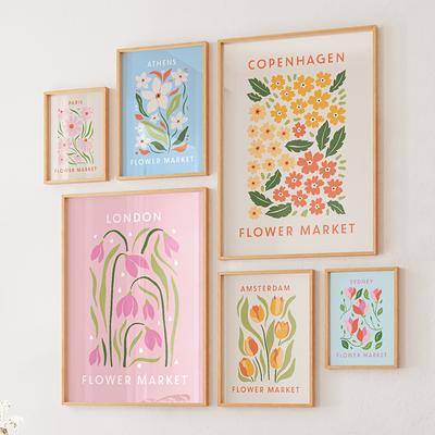 TEMU 6pcs Art Deco Floral Canvas Poster Set, Landscape Prints, Gallery Wall Decor For Living Room & Bedroom, Indoor Themed Gift Image
