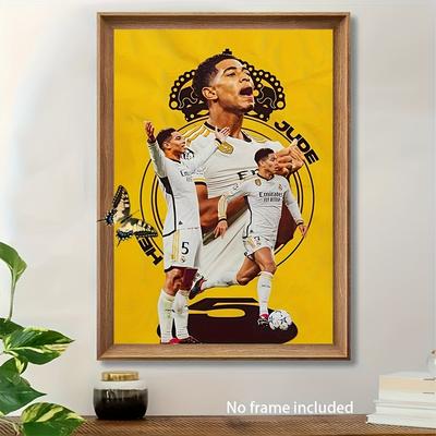 TEMU 1pc Bellingham Football Canvas Art Print - Frameless Wall Hanging Poster For Bedroom, Living Room - Ideal Gift For Sports Fans, 12..7 Inches, Musical Theme Image