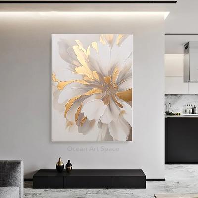 TEMU 1pc Unique Hand-painted Canvas Art, Hand-painted Flower Oil Painting, Exquisite Art Gift, , High Quality, Wall Decoration, Fashionable Room Decoration Image