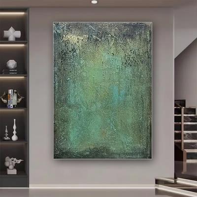 TEMU 1pc Hand-painted Abstract Moss Texture Canvas Art, Modern Pop Oil Wall Decor, , , Luxurious Home Aesthetic Ornament For Living Room Image