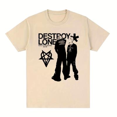 "TEMU 1pc Obm Men's Graphic Print Short-sleeve T-shirt - Black With White " " Design, Lightweight 100% Polyester, Regular Fit, Machine Washable, Casual Streetwear" Image