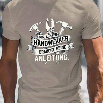 "TEMU Men's Electrician Pliers Graphic Tee - "a Real " Print, Casual Crew Neck Short Sleeve T-shirt, Lightweight Polyester , Ideal For Summer" Image