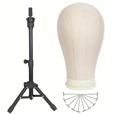 "TEMU 22" Wig Head Mannequin With Adjustable Stand - Ideal For Wig Making , Professional Hair Styling Tool|adjustable Stand|sturdy Construction" Image