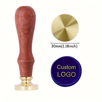 TEMU Customizable Wax Seal Stamp With Wooden Handle - Personalized Metal Stamp For Envelopes, Invitations, Gifts | In 22/25/30/35/40mm Sizes | Ideal For Weddings, Parties, And More Image