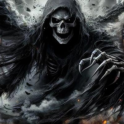 TEMU Men's Plus Size Reaper Skull Graphic T-shirt - Casual Crew Neck, Short Sleeve, Stretchy Polyester Top With Death Design, Comfortable & Stylish For Casual Attire, Plus Siz Image