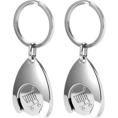 TEMU 2pcs Shopping Cart Token Keychains - Compact And Portable, Durable Alloy, Ideal For Supermarket Unlocking And Party Favors Image