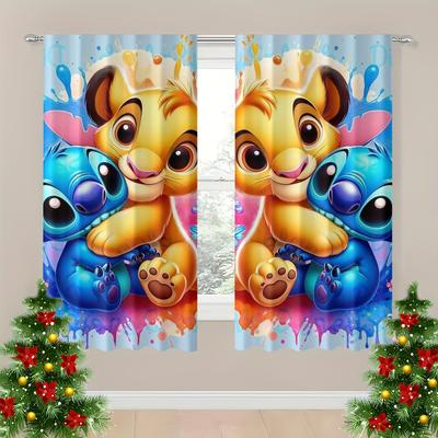 TEMU 2pcs The Blackout Curtains, Print, Washable Polyester, Rod Pocket, Unlined, , For Room Types, Holiday Themed Decor Image