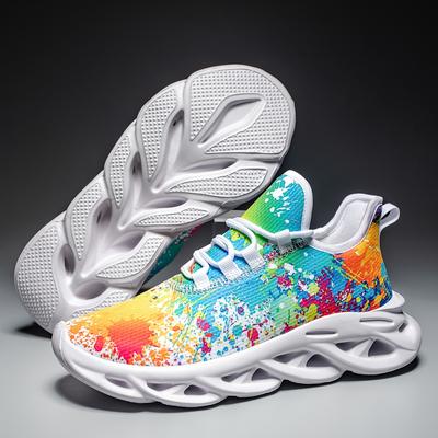 TEMU Please Check Price 2025 New Graffiti Print Lightweight Shock Absorbent Durable Soft Sole Casual Sneakers For Men Image