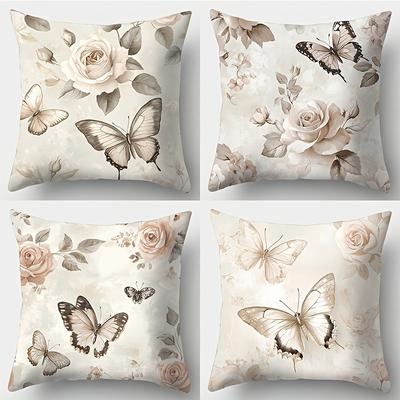 TEMU 4pcs Set, Pattern Soft Pillowcase, 17.72 Inches X 17.72 Inches, Comfortable Matching, Practical And Beautiful, Machine Washable, With Zipper Closure, Suitable For Sofa, Car, Bedroom Decoratio Image