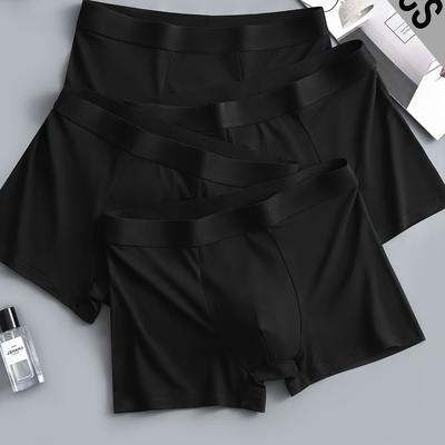 TEMU 3pcs Men' Boxer Briefs, Soft & Stretchy Polyester Fabric, For All , Comfortable Everyday Casual Wear Image