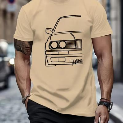 TEMU 1pc Men's Graphic Print T-shirt - Stylish , 100% Polyester, Breathable & Comfortable Short Sleeve Top For Summer, Casual Casual Attire Or Gift Image