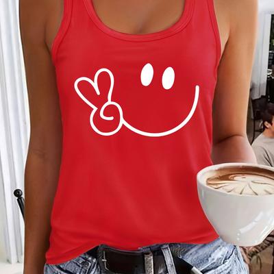 TEMU Creative Letter Print Tank Top For Women, A Stylish Sleeveless Top For Summer And Spring. Image