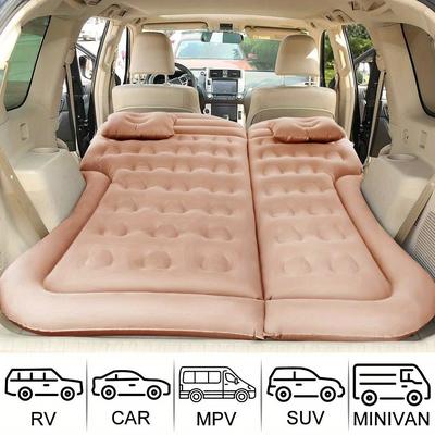 TEMU 2025 Upgraded Ultra Inflatable Car Air Bed- Double Suv And Truck Bed, Portable Folding Design, With 2 Pillows And Repair Kit, Easy To Clean Material, Great For Road Trips And Camping, Black/beige Image