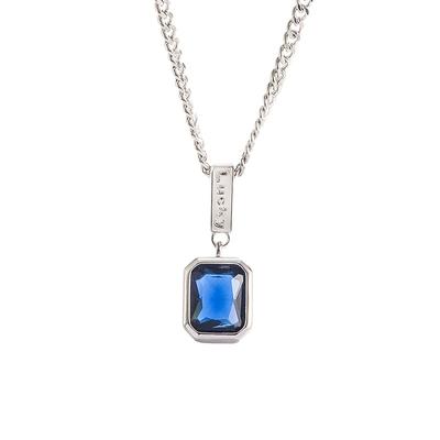 TEMU Low Allergy S925 Chunky Chain Stone Square Necklace For Women, Couple And Bff Gift, Accessory Decorative Jewelry In Anti-oxidation Storage Box Image
