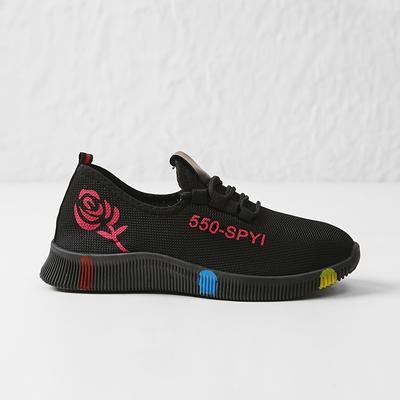 TEMU Women's Casual Breathable Low-top Sneakers - Lightweight Fabric Upper & Durable Tpr Sole, Black With Purple Accents, Lace-up Walking Shoes For , Sleek Image