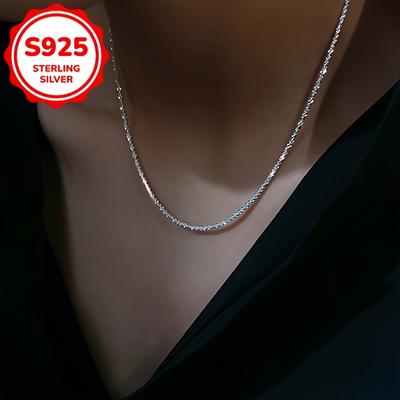 TEMU A Set Of 2 Sparkling Necklaces Made Of 925 Sterling Silver, Suitable For . Image