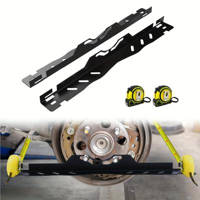 TEMU Pair Of Black Front Wheel Positioning Tool Boards With 2 Rolls For Precise Installation, Wheel Alignment & Balancing Tools Image