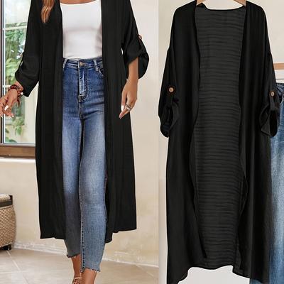 TEMU A Long-sleeved Top For Women In A Solid Color, Designed For And Ease During Daily Activities And Summer. Made From Polyester, Machine Washable And Ideal For Casual Wear. Image