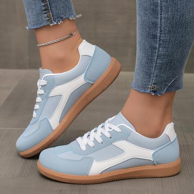TEMU Women's Elegant Low-top Sneakers - Light Synthetic Cover Lace-up Shoes With Pu Sole, Versatile Casual & Formal Footwear Image