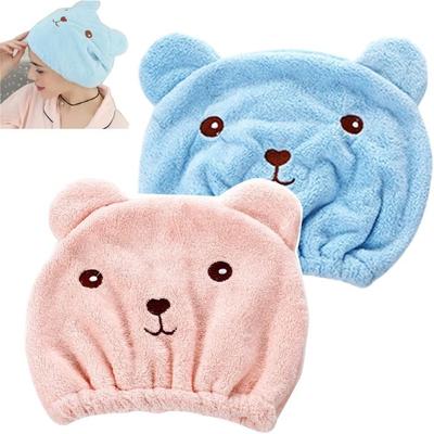 TEMU 2 Pack Hair Drying Cap, Hair Drying Towel Wrap S, Cute Ears Wrapped Cap Hair Turban For Shower Spa, Blue And Pink Image