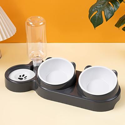 TEMU Cat Bowl Slanted Mouth Dog Bowl Cat Food And Water Dual Automatic Refill Pet Feeder Image