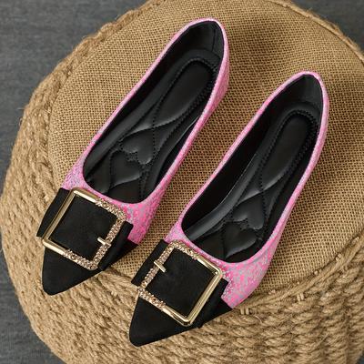 TEMU 2025 Pointed Toe Flat Comfortable Shoes For Women, Lightweight Rubber Sole, Breathable Fabric Upper, 1 Strap Design, Casual Sneakers Image