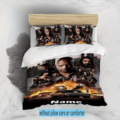 TEMU 3pcs Custom Name Bedding Set Duvet Cover Closure Includes 1 Duvet Cover & 2 Pillowcases, Soft And Comfortable Duvet Cover For All , Suitable For Bedroom, . Image