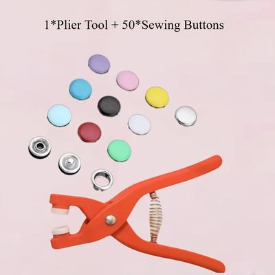 TEMU 202pcs Vibrant Snap Button Kit With Pliers - Metal Sewing Supplies In Assorted Colors For Diy Crafts, Apparel, Hats & Bags - Beginners & Professionals Image