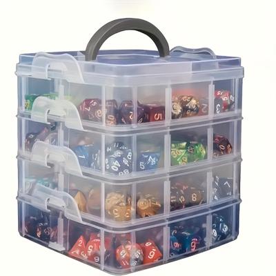 TEMU 4-tier 24-compartment Transparent Storage Box With Lid & Handle – Snap-closure Design For Jewelry, Beads, Sewing Supplies & Craft Organization – Plastic, Clear, Travel Accessories Image