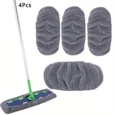 TEMU 2/4/6pcs Microfiber Mop Replacement Heads, Washable And Reusable Coral Fleece Mop Cloth Covers, Durable Household Cleaning Supplies, , Apartment, And Dorm Essentials Image