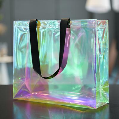 TEMU Creative Transparent Colorful Four-snap Gift Packaging, Laser Gift Bags, Carry Bag, Suitable For Wedding Gifts, Birthday Gifts, Shopping Gift Bags, Etc Image