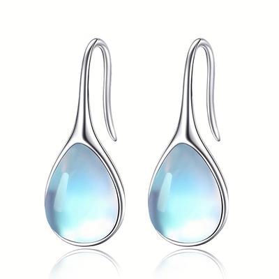TEMU 1 Pair S925 Pure Silvery Elegant Tear Drop Earrings, Hypoallergenic, A Gift For Image