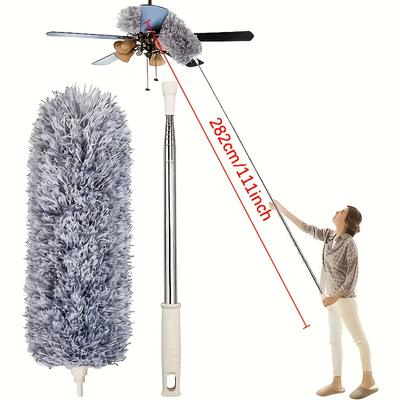 "TEMU Duster For Cleaning High Ceiling Fans, Microfiber Duster With 30" To 100" Telescopic Extension Pole, Long Retractable Duster For Home Car Furniture Webs" Image