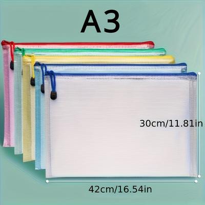 TEMU 5pcs - A4/a3 Size Folder, Folder, Pvc Material Transparent File Bag, Standard Size, Suitable For Storing Files And Miscellaneous Items, School Office Storage And Organization Image