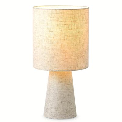 TEMU Small And Cute Table Lamp, Wooden Base Bedside Lamp With Natural Linen Lampshade, Space-saving Bedside Table Lamp, Suitable For Bedroom Living Room, Etc., E27, Switch Button, Without Bulb Image