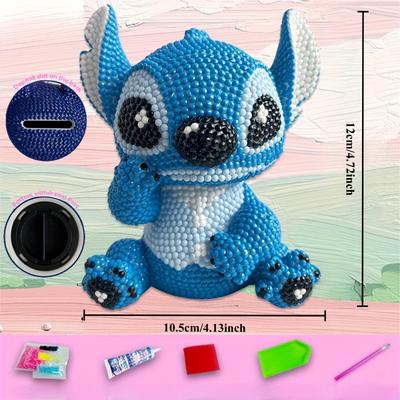 TEMU [authorized] 1pc Stitch Penny Bank Handmade Design Creative Money Saving Tool Diy Diamond Three-dimensional Drill Bit Desktop Ornaments Small Penny Bank Coin Storage Image