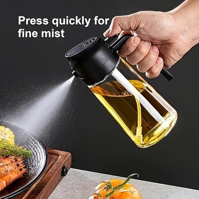 TEMU Oil Spray Bottle For Cooking - Dual-use Mist & Pour Kitchen Oil Dispenser With Non-slip Grip, Precision Control For Air Fryer, Salad, Stir-fry - Black, Oil Dispenser For Kitchen Image
