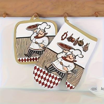 TEMU 2pcs Kitchen Gloves, Dishwasher-safe - Comfortable Polyester, Hand Protector Image