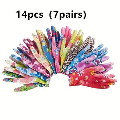 TEMU 10/14pcs Nylon Gloves, Gloves, Women's Gloves Printed Gloves, Versatile Gloves Image