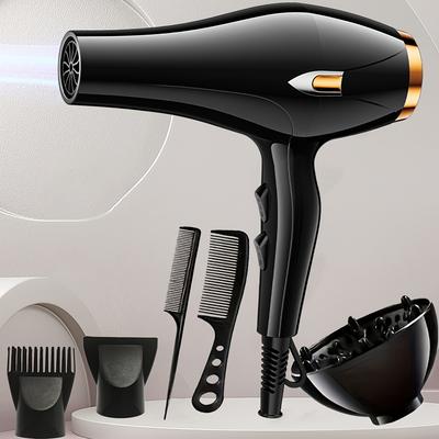 TEMU Morfone 6pcs Hair Dryer With Multiple Heat Settings And , Equipped With A Diffuser, Nozzle, Comb For Curly And Straight Hair, Is A Must-have Gift For Day Image