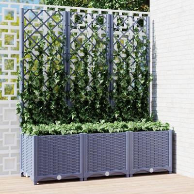 TEMU Planter With Trellis Dark Grey 120x40x136 Cm Pp Image