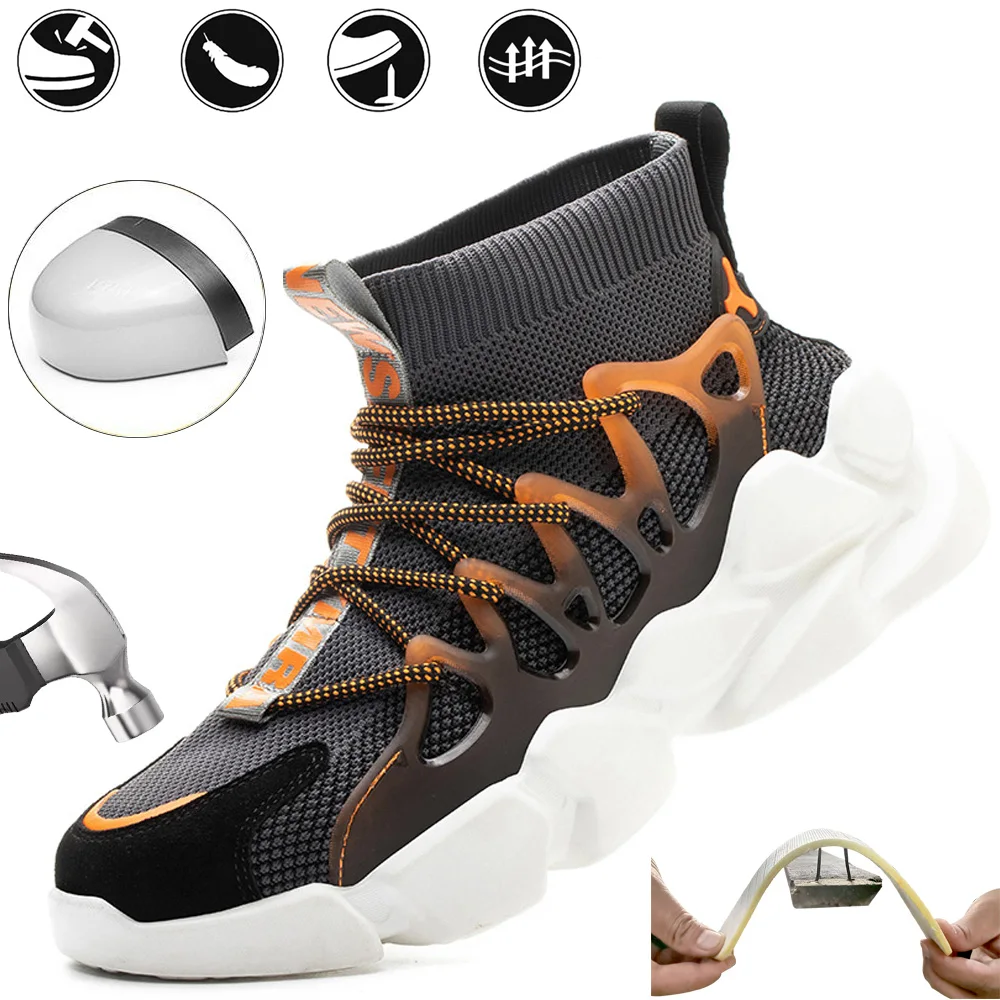 Women's Safety Work Shoes Anti-Crushing Plastic Head Anti-Puncture Kevlar Breathable Summer Office Fashion Footwear