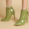 2022 Winter Green Olive Nude Farbe Spitz Sexy Dame High Heels Schuhe Plus Größe 48 49 50 Frauen
