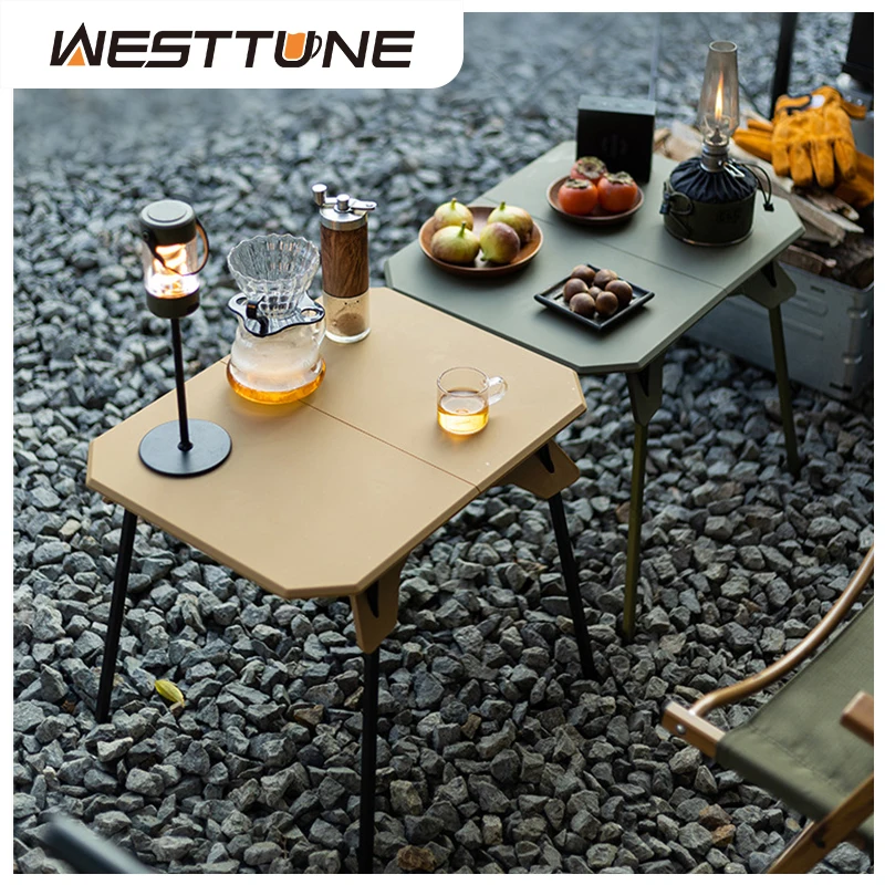 WESTTUNE Outdoor-Campingtisch, ultraleichter Dual-Purpose-Tisch, tragbar, verstellbar, Klapptisch für Camping, Picknick, Grillen, Angeln