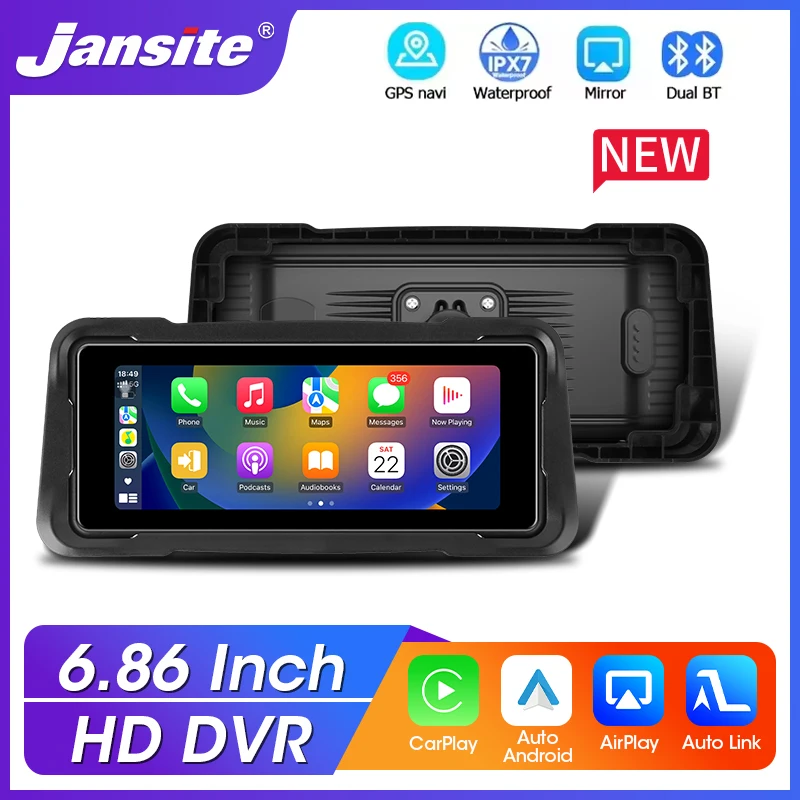 5/6,86 Zoll Motorrad DVR CarPlay Android Auto GPS Navigation Moto DVR IPX7 Wasserdicht Dual Bluetooth 5, unterstützt Dual Aufnahme Image