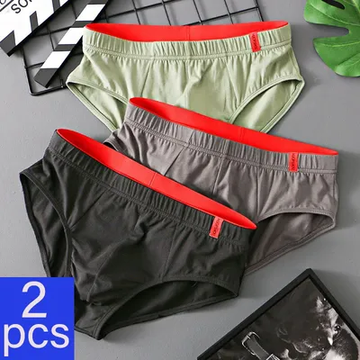 2 Teile/los Neue männer Baumwolle Höschen Slips Hohe Qualität Atmungsaktivem Shorts Unterwäsche Dessous Höschen Unterhose Image