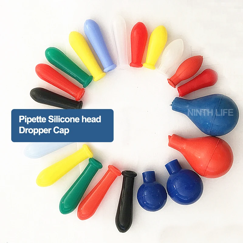 Laborpipette, Silikonkopf, Tropfkappe, dicke Silikon-Latexspitzen für 1 ml, 2 ml, 3 ml, 5 ml, 10 ml Pipetten, 10 Stück Image