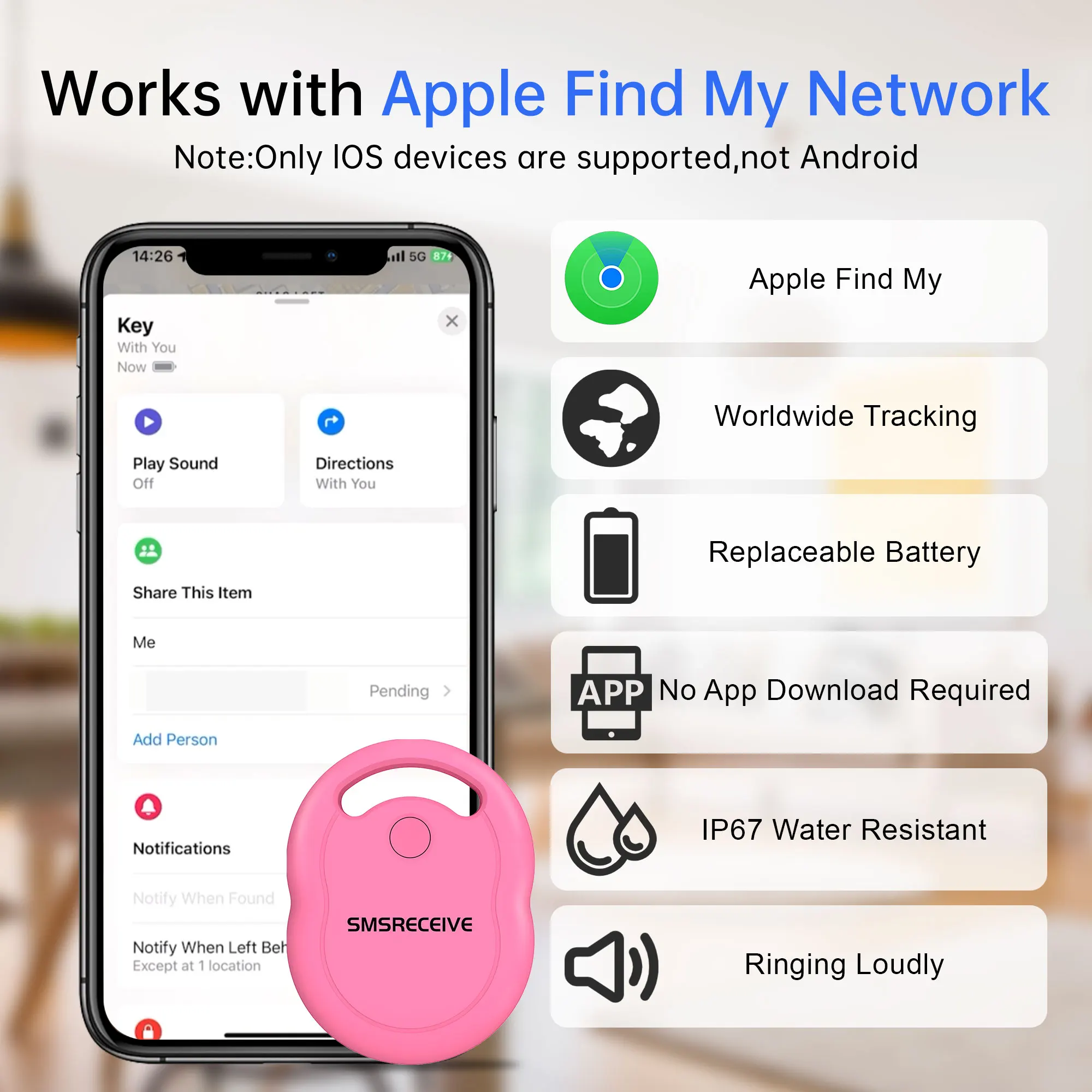 Smart Tag Tracker für Apple iOS System Find My App Key Finder Wallet/Tasche/Gepäck Item Finder Tracker Bluetooth GPS Tracker Image