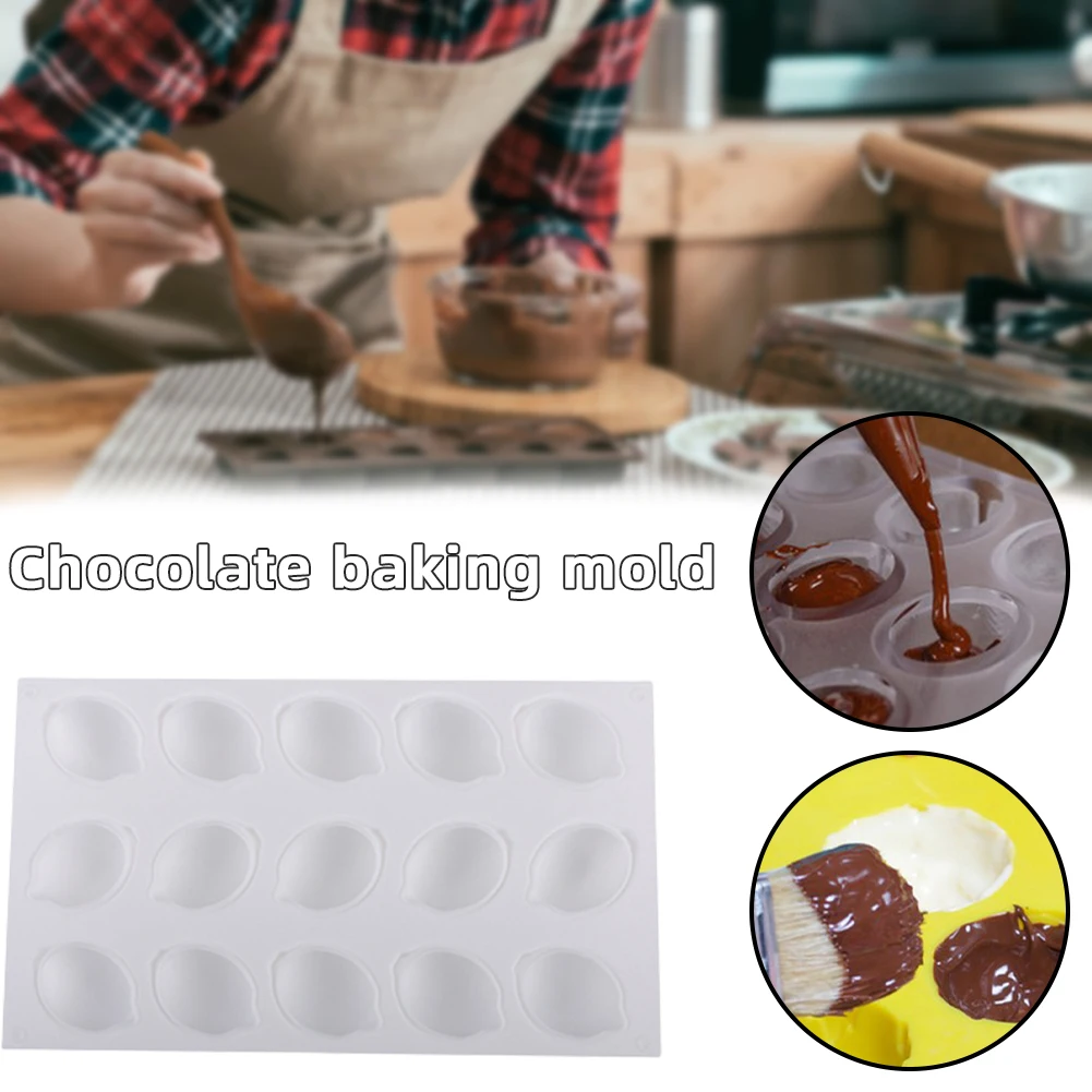 Silikonform für Zitronen-Lebensmittel mit 15 Mulden, Eiswürfelform, Seifenformen zum Selbermachen, Backen, Schokolade, Kuchen, Gebäck, Küchenzubehör Image