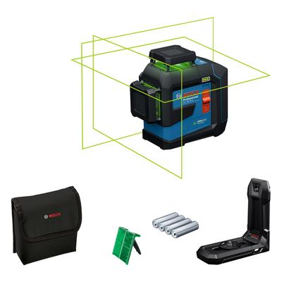 Linienlaser BOSCH PROFESSIONAL "GLL 80-33 G Professional", blau, Lasermessgeräte, Dual Power Source Image